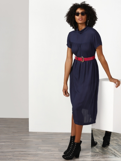 

Navy Blue Solid Skater Dress