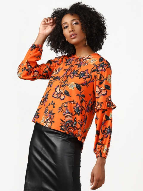 

Miss Bennett Women Orange Floral Print Top