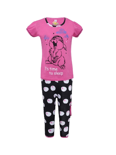 

Punkster Girls Pink & Black Printed Night suit 13171A