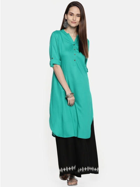 

RANGMANCH BY PANTALOONS Women Blue Solid Straight Kurta