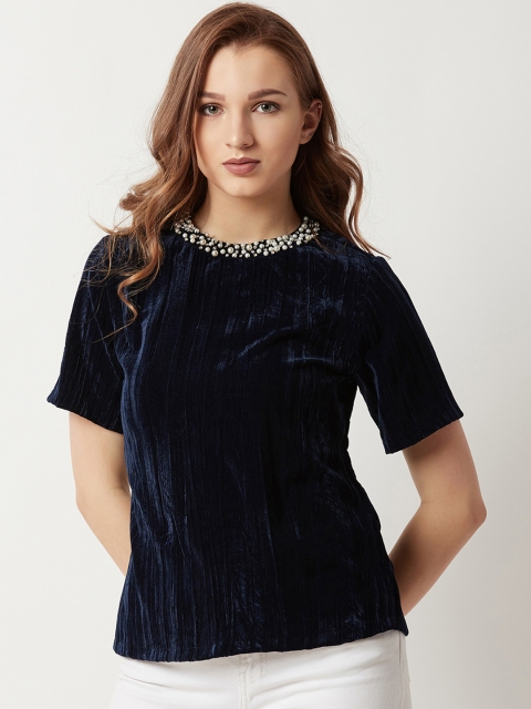 

Miss Chase Women Navy Blue Embellished Top