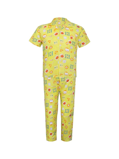 

Punkster Boys Yellow Printed Night suit 6576A