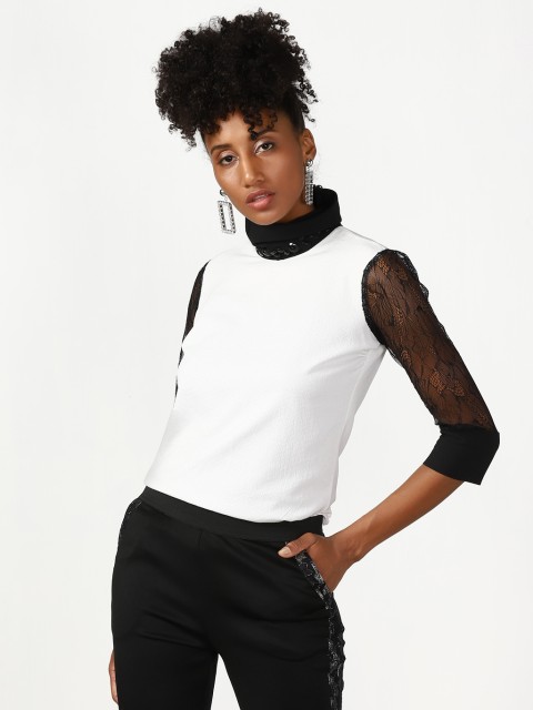 

White Self Design Blouse
