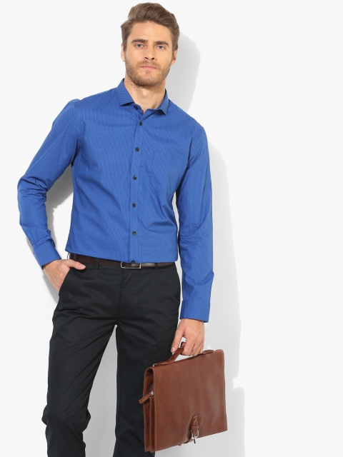 

Blue Printed Regular Fit Formal Shirt