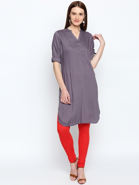 

RANGMANCH BY PANTALOONS Women Grey Solid Straight Kurta