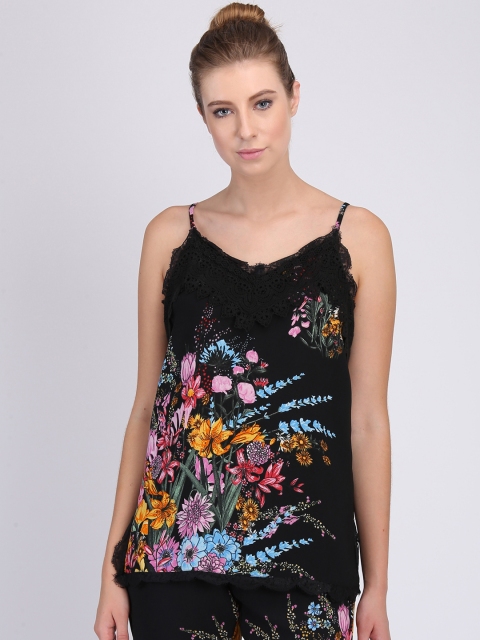 

NIZA Women Black Printed A-Line Top