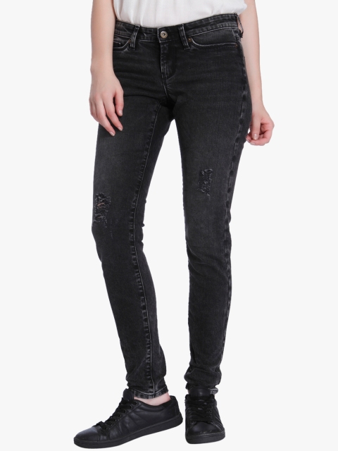 

Vero Moda Women Grey Slim Fit Mid-Rise Low Distress Stretchable Jeans