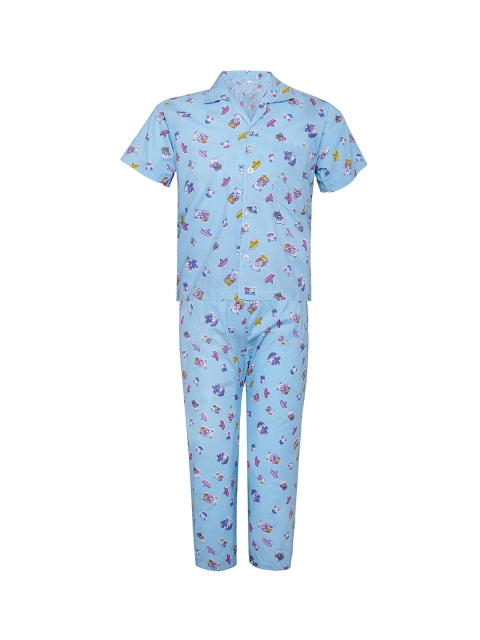 

Punkster Boys Blue Printed Night suit 6573B