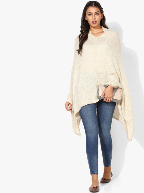 

Biba Women Beige Self Design Poncho