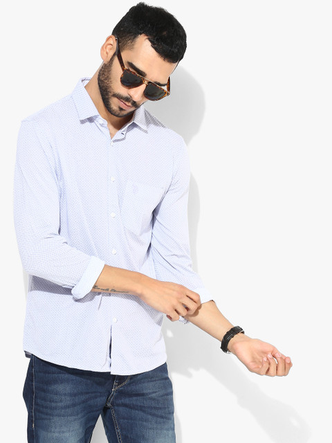 

Blue Printed Slim Fit Casual Shirt
