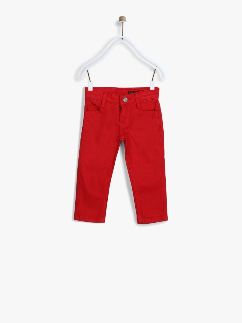 

United Colors of Benetton Boys Red Slim Fit Mid-Rise Clean Look Stretchable Jeans