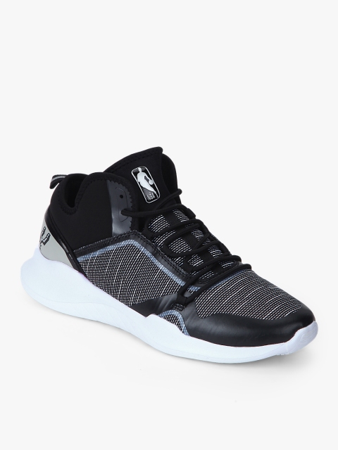 

NBA Men Black Textured Mid-Top Sneakers