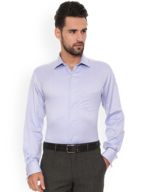 Van Heusen Men Blue Regular Fit Self Design Formal Shirt