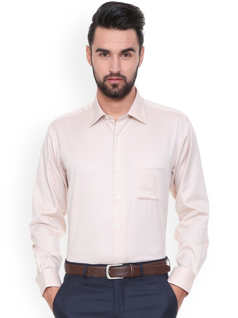

Van Heusen Men Cream-Coloured Regular Fit Self Design Formal Shirt