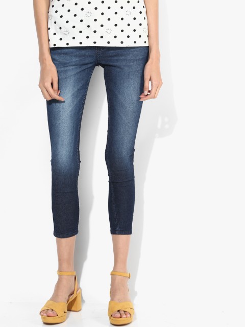 

People Women Navy Blue & Navy Blue Slim Fit Mid-Rise Clean Look Jeans