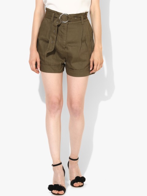 

Olive Solid Slim Fit Shorts