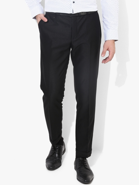 

Black Textured Mid-Rise Formal Trouser
