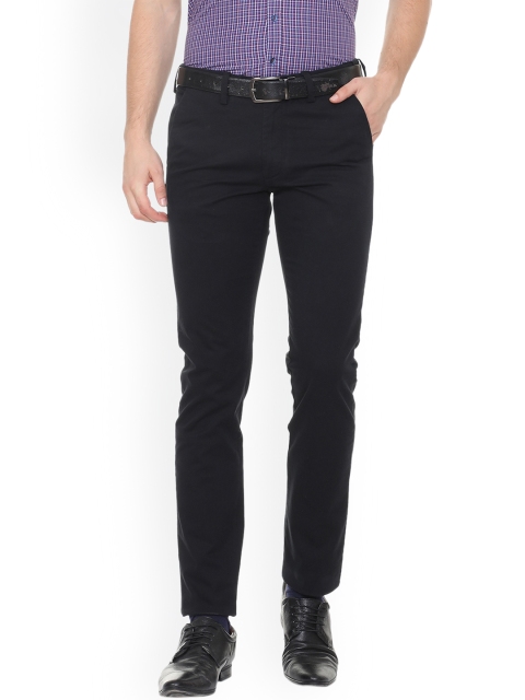 

Van Heusen Men Black Slim Fit Solid Formal Trousers