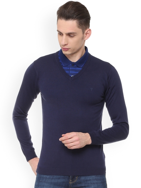 

Van Heusen Men Navy Blue Solid Pullover