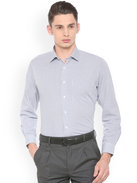 

Van Heusen Men Blue & White Regular Fit Checked Formal Shirt