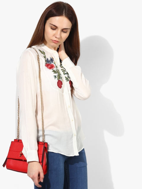 

Antheaa Women Off-White Regular Fit Printed Casual Shirt
