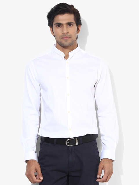 

Jack & Jones Men White Slim Fit Solid Casual Shirt