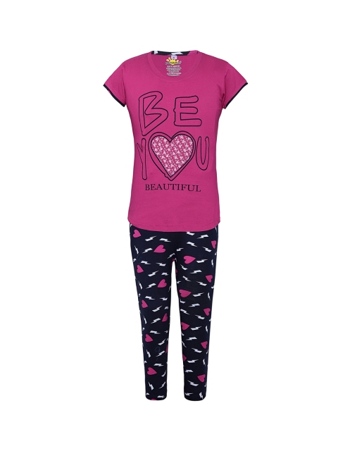 

Punkster Girls Purple & Black Printed Night suit 13173