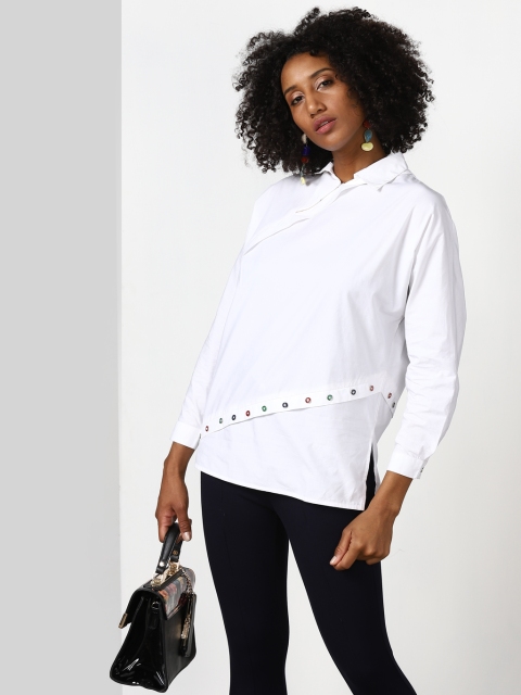 

White Embellished Pure Cotton Top
