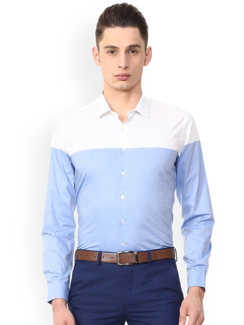 

Van Heusen Men Blue & White Slim Fit Colourblocked Formal Shirt