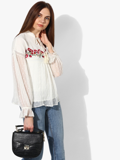 

Antheaa Off White Embroidered Blouse