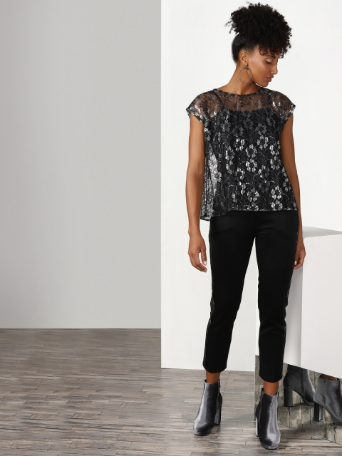 

Miss Bennett Women Black Floral Designed Top