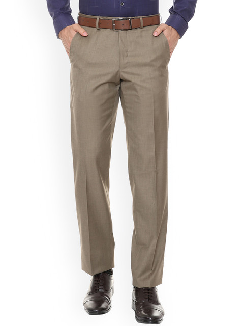 

Van Heusen Men Khaki Regular Fit Self Design Formal Trousers