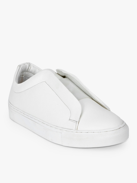 

Blue Saint Men White Solid Leather Slip-On Sneakers