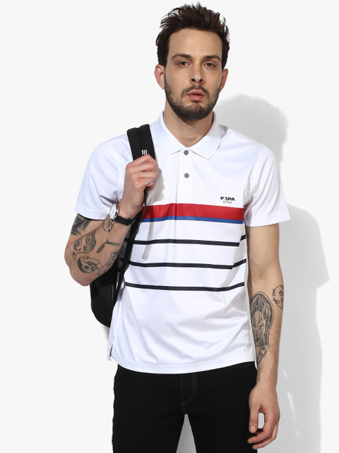 

White Striped Regular Fit Polo T-Shirt