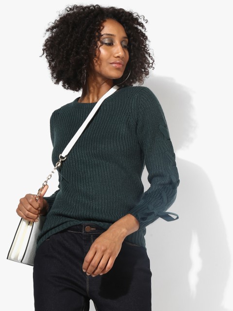

Green Solid Sweater