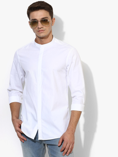

Blackberrys Men White Slim Fit Solid Casual Shirt
