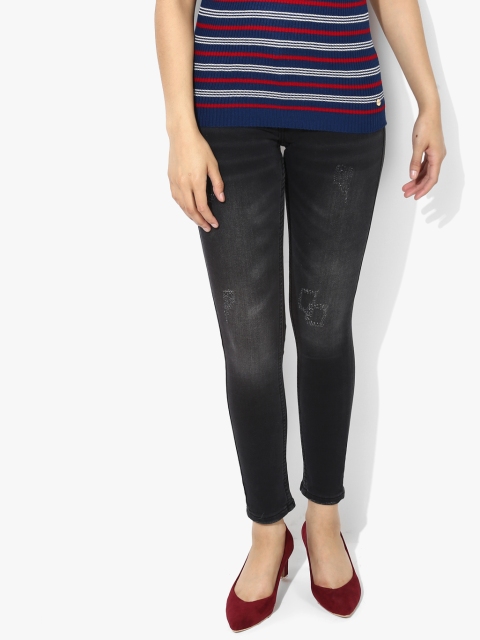 

Deal Jeans Women Black Slim Fit Mid-Rise Mildly Distressed Jeans