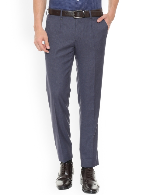 

Van Heusen Men Blue Slim Fit Self Design Formal Trousers