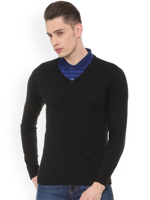 

Van Heusen Men Black Solid Pullover