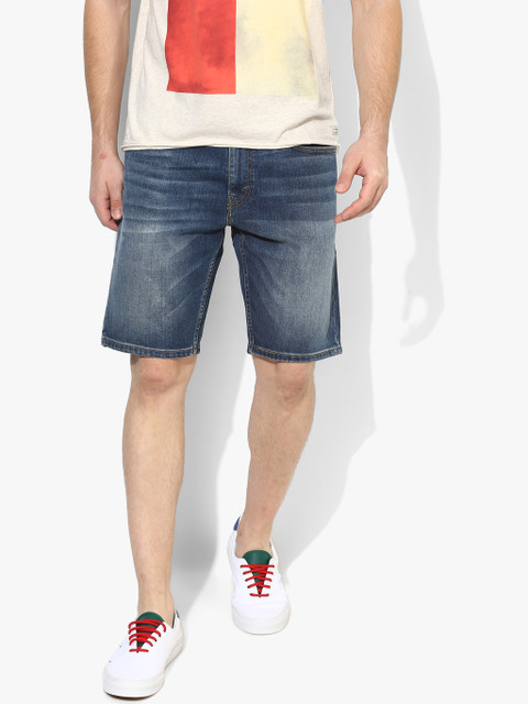 

Levis Men Blue Washed Regular Fit Denim Shorts
