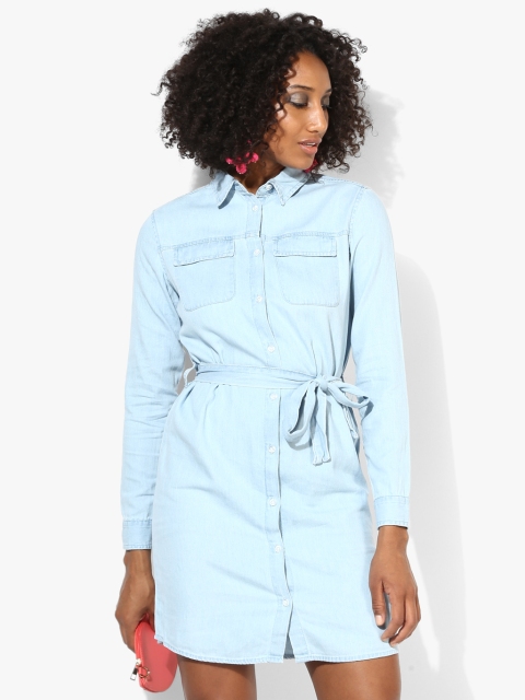 

DOROTHY PERKINS Women Blue Solid Shirt Dress