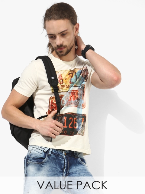 

Multicoloured Printed Round Neck T-Shirt, Multi