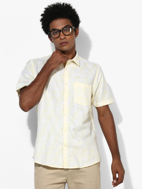 

Yellow Printed Slim Fit Formal Shirt