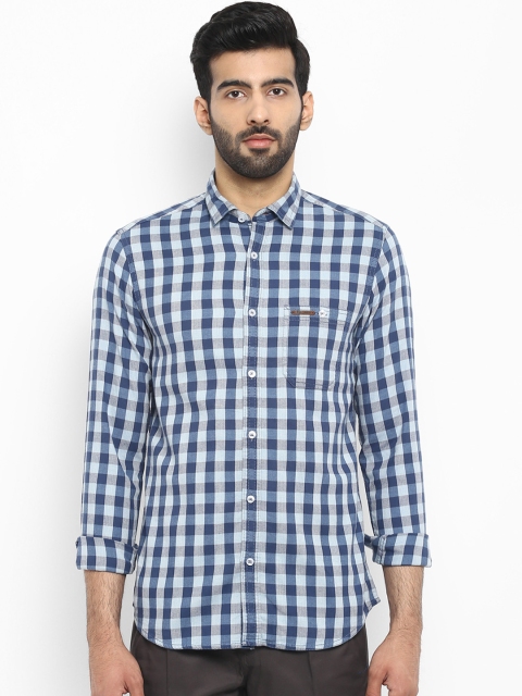 

ColorPlus Men Blue Contemporary Regular Fit Checked Casual Shirt