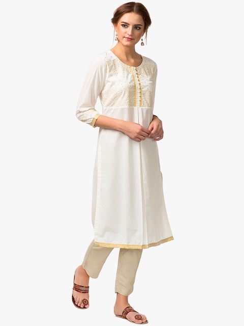 

Off White Woven Design Kurta
