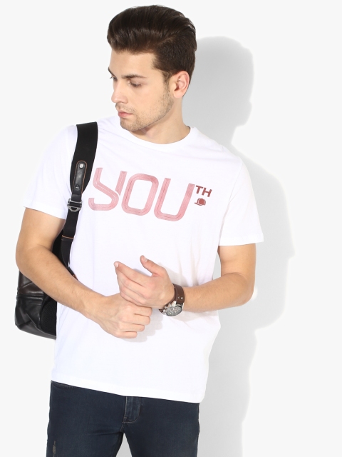 

Celio Men White Printed Round Neck T-shirt