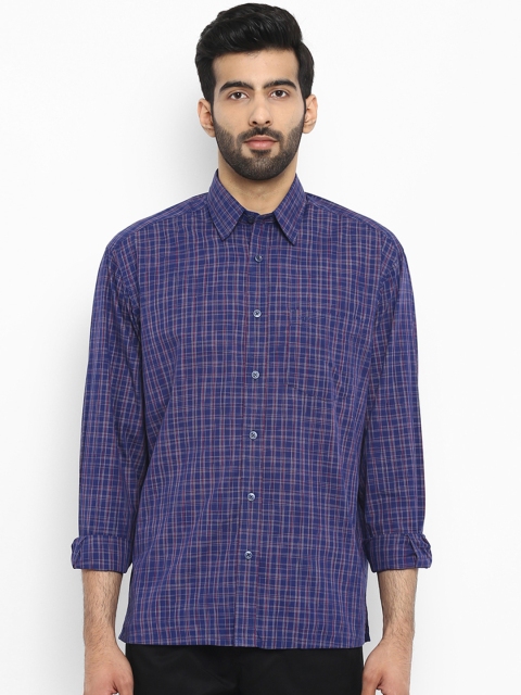 

ColorPlus Men Blue Regular Fit Checked Casual Shirt