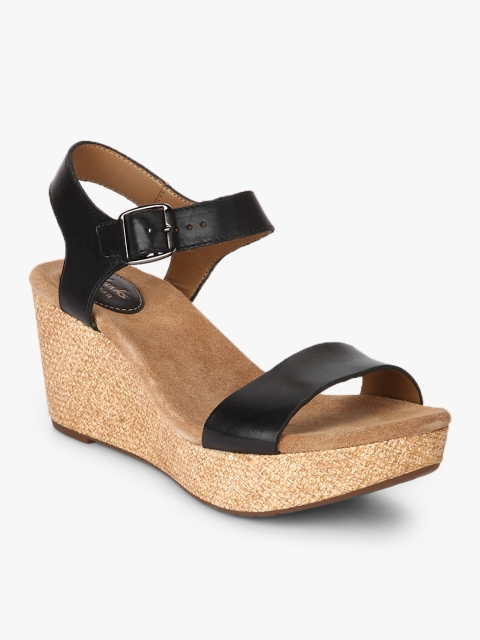 

Caslynn Mello Black Leather Wedges
