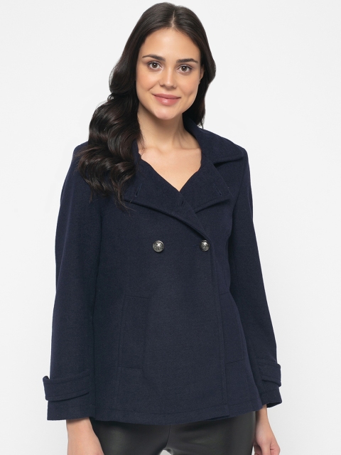 

Gipsy Women Navy Blue Solid Tailored Jacket