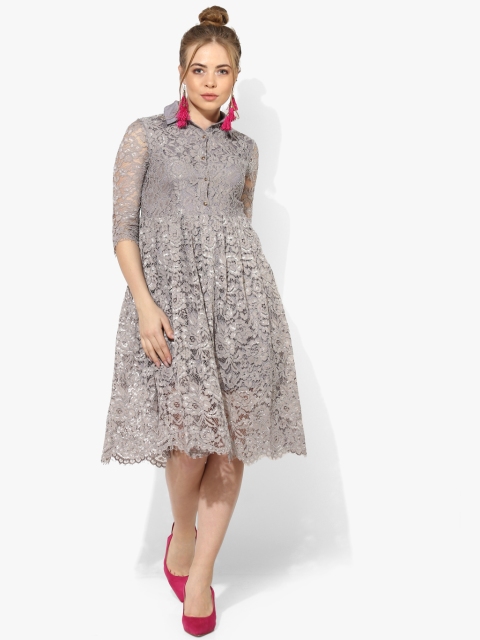 

JC Collection Grey Lace Empire Dress